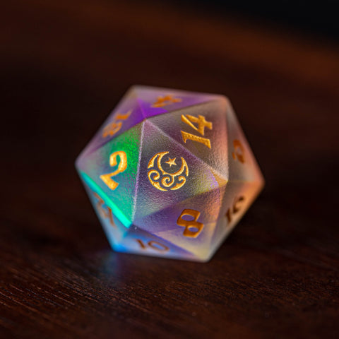 URWizards Dnd Frosted Dichroic Prism Glass Dice Set Moon Stars - Urwizards