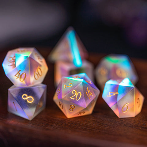 URWizards Dnd Frosted Dichroic Prism Glass Dice Set - Urwizards