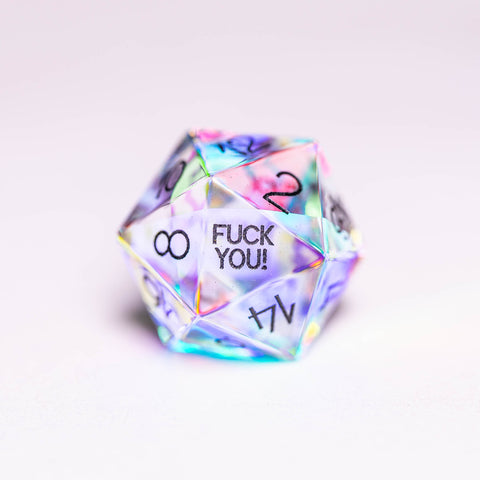 URWizards Dnd Dichroic Prism Glass Engraved Dice Set F*CK Style - Urwizards