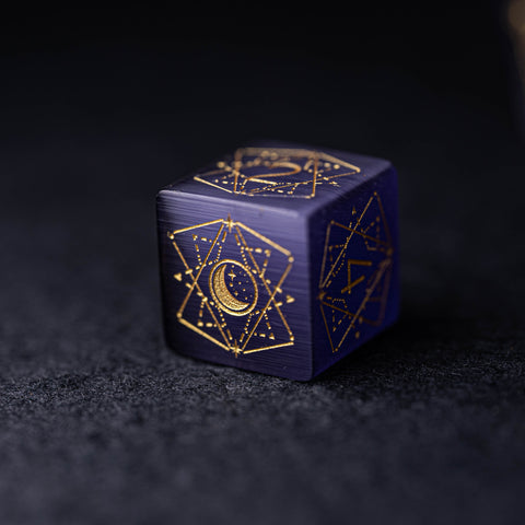 URWizards Dnd Purple Cat's Eye Stone Engraved Dice Set Astrology Style - Urwizards