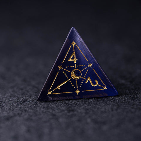 URWizards Dnd Purple Cat's Eye Stone Engraved Dice Set Astrology Style - Urwizards