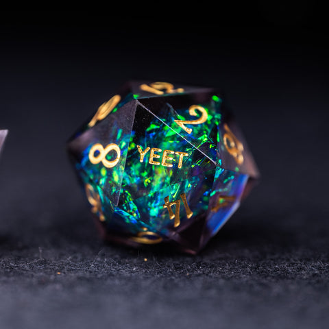 URWizards Dnd Resin Dark Glitter Engraved Dice Set YEET & F*CK - Urwizards