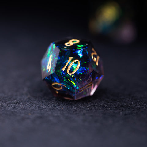URWizards Dnd Resin Dark Glitter Engraved Dice Set YEET & F*CK - Urwizards