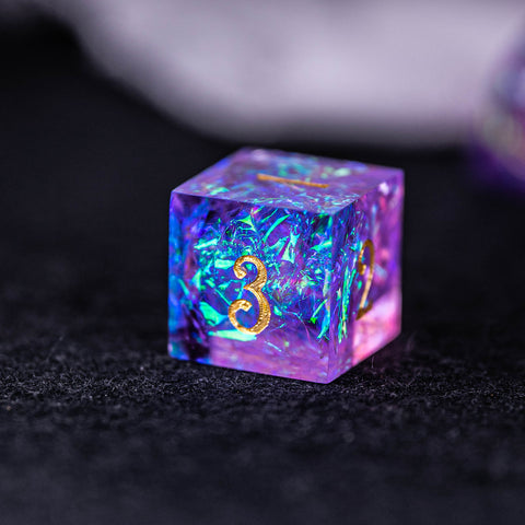 URWizards Dnd Resin Purple Glitter Engraved Dice Set YEET & F*CK - Urwizards