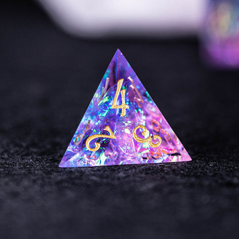 URWizards Dnd Resin Purple Glitter Engraved Dice Set YEET & F*CK - Urwizards