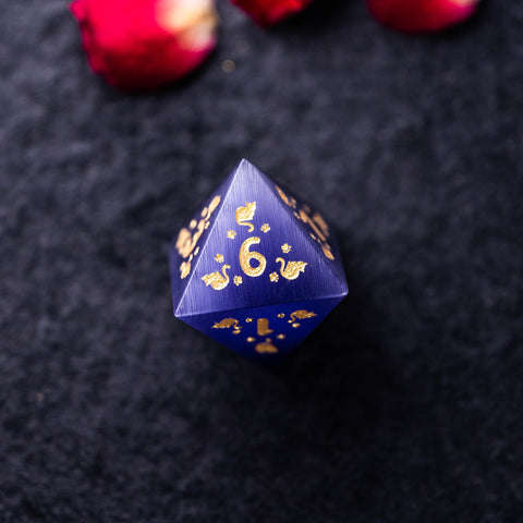 URWizards Dnd Engraved Purple Cat's Eye Dice Set Meow Style - Urwizards