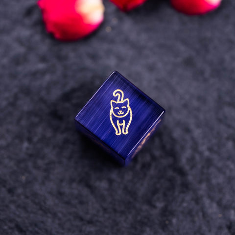 URWizards Dnd Engraved Purple Cat's Eye Dice Set Meow Style - Urwizards
