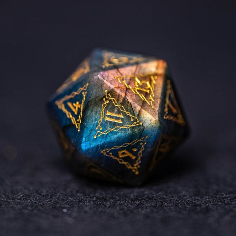URWizards Dnd Engraved Labradorite Stone Dice Set Cat Style - Urwizards