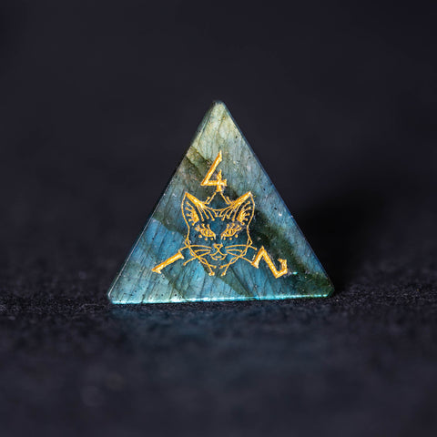 URWizards Dnd Engraved Labradorite Stone Dice Set Cat Style - Urwizards