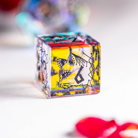 URWizards Dnd Engraved Dichroic Prism Glass Dice Set Cat Style - Urwizards