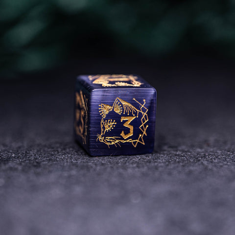 URWizards Dnd Engraved Purple Cat's Eye Stone Dice Set Cat Style - Urwizards