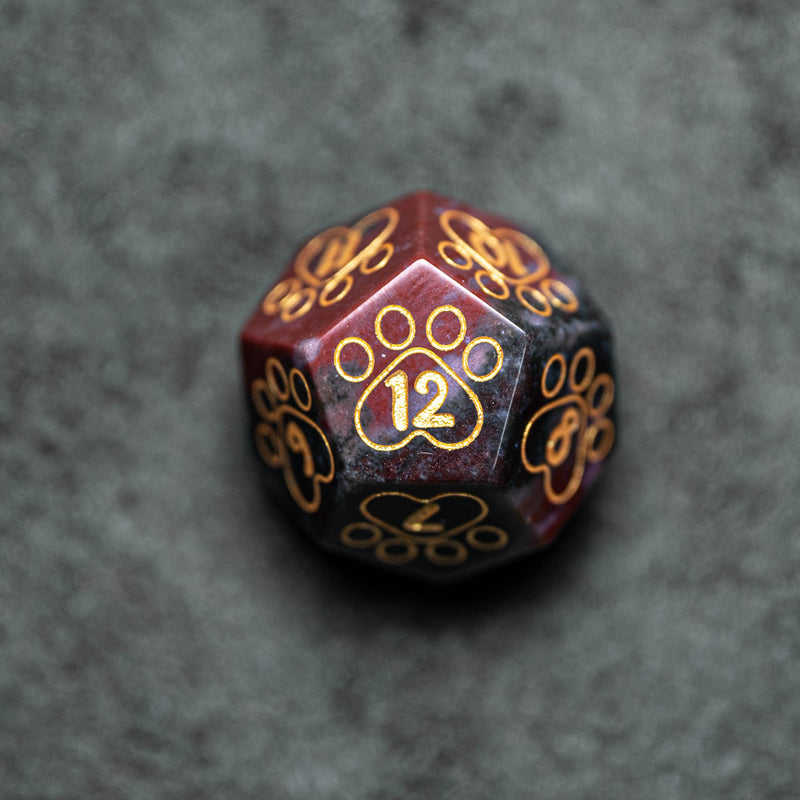 URWizards Dnd Engraved Indian Agate Dice Set Meow Style - Urwizards