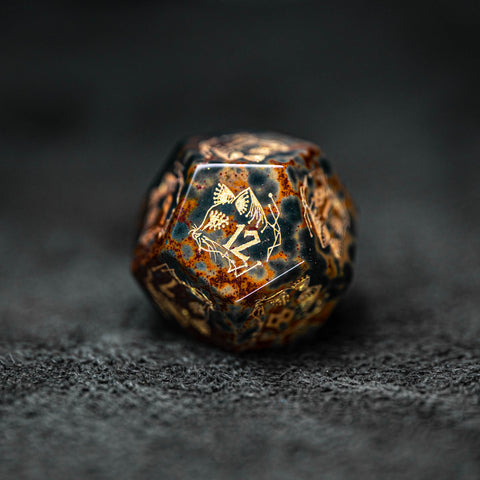 URWizards Dnd Engraved Indian Agate Dice Set Cat Style - Urwizards
