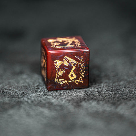 URWizards Dnd Engraved Indian Agate Dice Set Cat Style - Urwizards