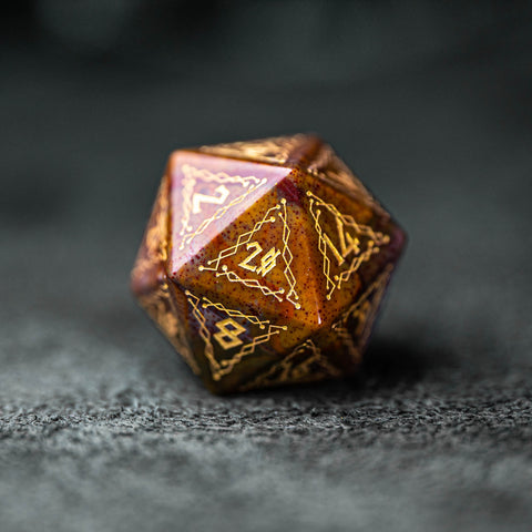 URWizards Dnd Engraved Indian Agate Dice Set Cat Style - Urwizards