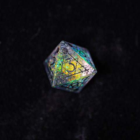 URWizards Dnd Resin Aurora Glitter Engraved Dice Set Astrology Style - Urwizards