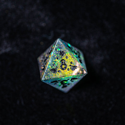 URWizards Dnd Resin Aurora Glitter Engraved Dice Set Meow Style - Urwizards