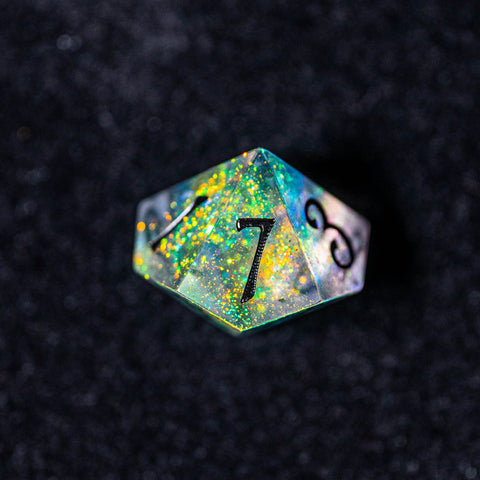 URWizards Dnd Resin Aurora Glitter Engraved Dice Set YEET & F*CK - Urwizards