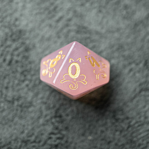 URWizards Dnd Engraved Rose Quartz Dice Set Meow Style - Urwizards