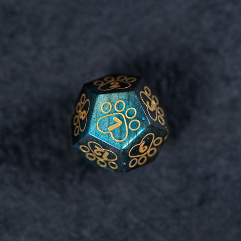 URWizards Dnd Engraved Labradorite Dice Set Meow Style - Urwizards
