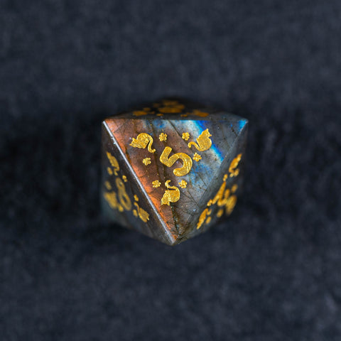 URWizards Dnd Engraved Labradorite Dice Set Meow Style - Urwizards
