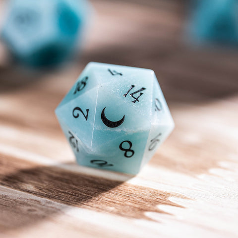 URWizards Dnd Amazonite Engraved Dice Set Moon Style - Urwizards