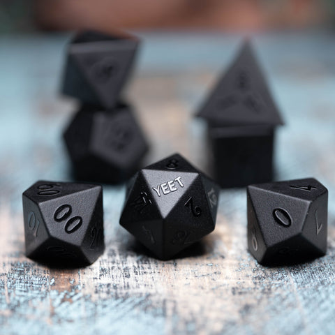 URWizards Dnd Obsidian Gemstone Raised Dice Set Yeet&Fuck Style - Urwizards