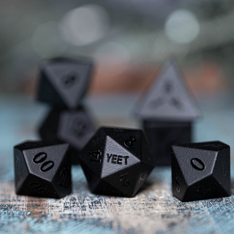 URWizards Dnd Obsidian Gemstone Raised Dice Set Yeet&Fuck Style - Urwizards