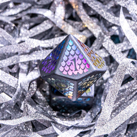 URWizards Hematite Raised Plating Dice Set Scales of Dragon - Urwizards