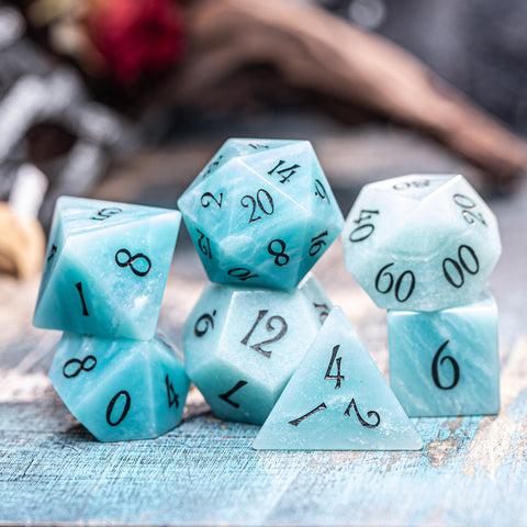 URWizards Dnd Amazonite Engraved Dice Set - Urwizards