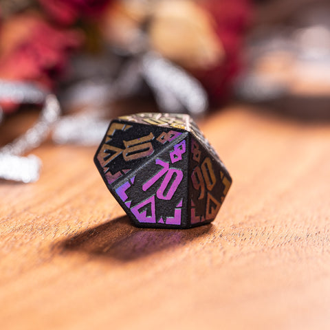 URWizards Obsidian Raised Plating Number Dice Set Ancient Style - Urwizards