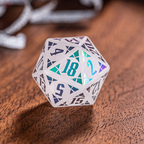 URWizards Clear Quartz Raised Plating Number Dice Set Ancient Style - Urwizards