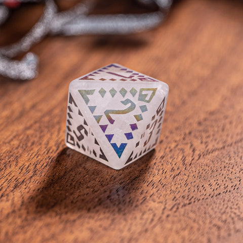 URWizards Clear Quartz Raised Plating Number Dice Set Ancient Style - Urwizards