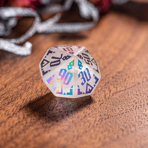 URWizards Clear Quartz Raised Plating Number Dice Set Ancient Style - Urwizards