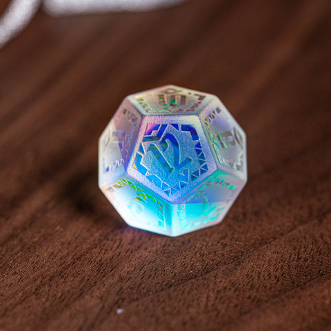 URWizards Dnd Engraved Dichroic Prism Glass Dice Set Ancient Style - Urwizards