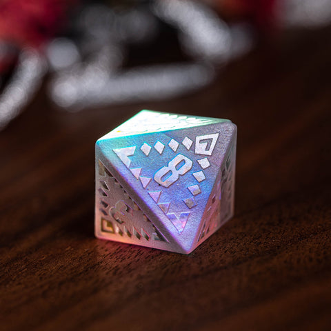 URWizards Dnd Engraved Dichroic Prism Glass Dice Set Ancient Style - Urwizards