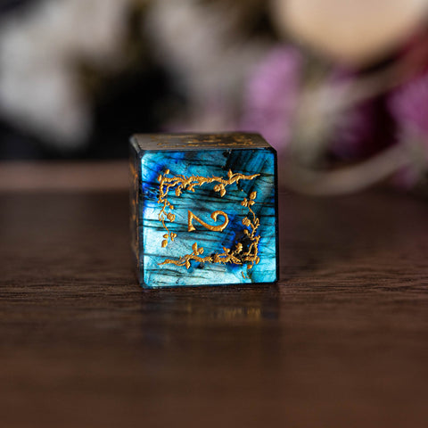 URWizards Dnd Labradorite Gemstone Engraved Dice Set Plant Vine Style - Urwizards