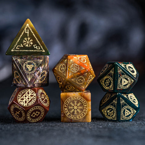 URWizards Dnd Engraved Indian Agate Dice Set Nordic Style - Urwizards