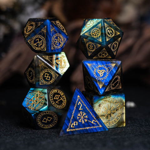 URWizards Dnd Engraved Labraodrite Dice Set Nordic Style - Urwizards