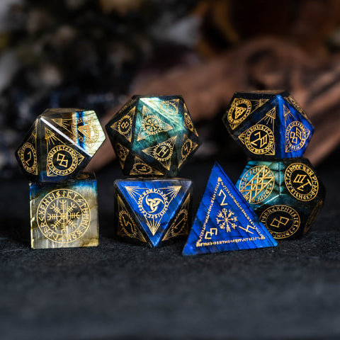 URWizards Dnd Engraved Labraodrite Dice Set Nordic Style - Urwizards