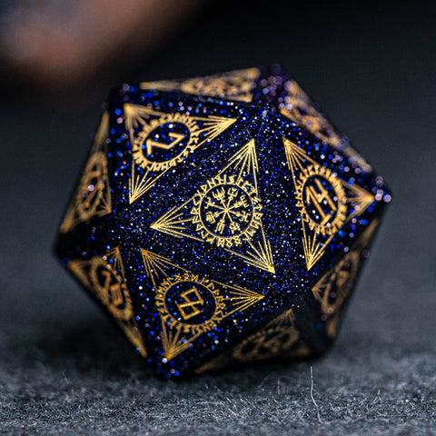 URWizards Dnd Engraved Blue Sandstone Dice Set Nordic Style - Urwizards