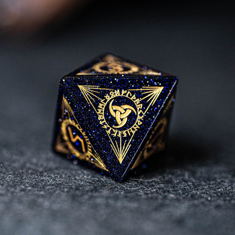 URWizards Dnd Engraved Blue Sandstone Dice Set Nordic Style - Urwizards