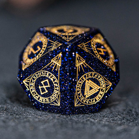 URWizards Dnd Engraved Blue Sandstone Dice Set Nordic Style - Urwizards
