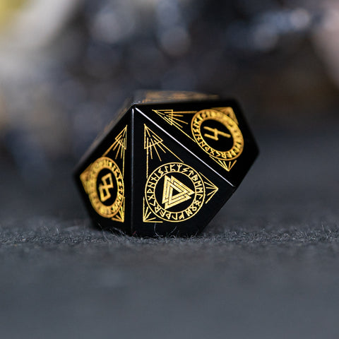 URWizards Dnd Engraved Obsidian Dice Set Nordic Style - Urwizards
