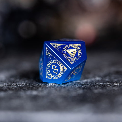 URWizards Dnd Engraved Blue Cat's Eye Stone Dice Set Nordic Style - Urwizards