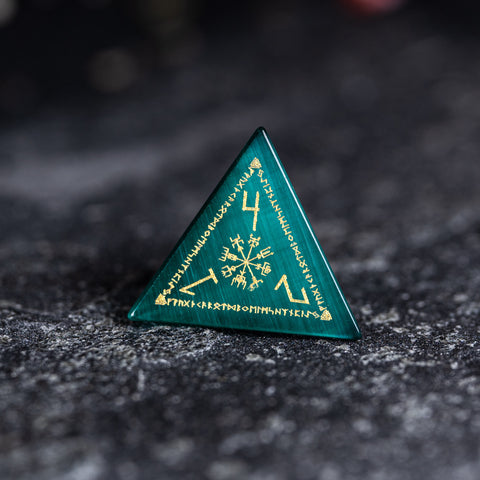 URWizards Dnd Engraved Teal Green Cat's Eye Stone Dice Set Nordic Style - Urwizards