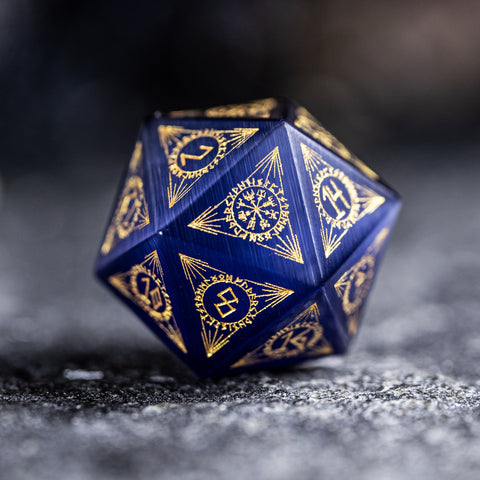 URWizards Dnd Engraved Purple Cat's Eye Stone Dice Set Nordic Style - Urwizards