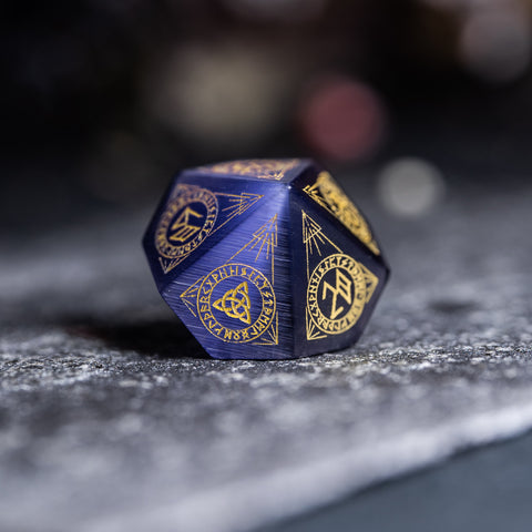 URWizards Dnd Engraved Purple Cat's Eye Stone Dice Set Nordic Style - Urwizards