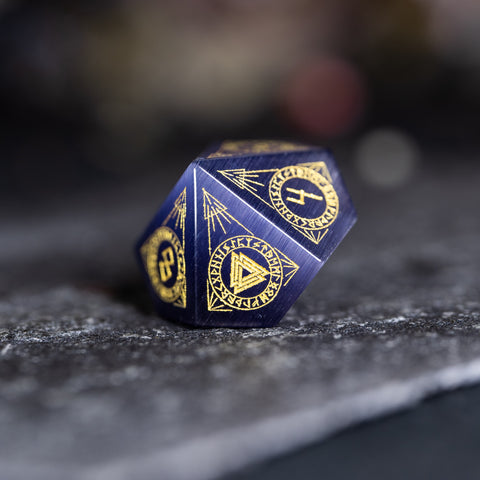 URWizards Dnd Engraved Purple Cat's Eye Stone Dice Set Nordic Style - Urwizards