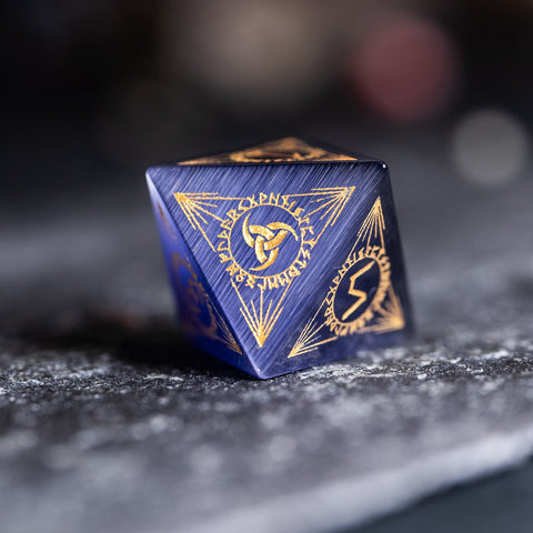 URWizards Dnd Engraved Purple Cat's Eye Stone Dice Set Nordic Style - Urwizards